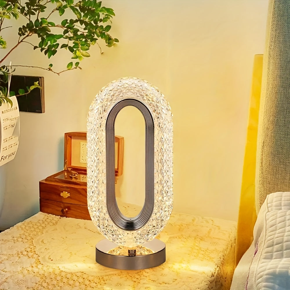 LuxeGlow – Elegant Oval Crystal Table Lamp