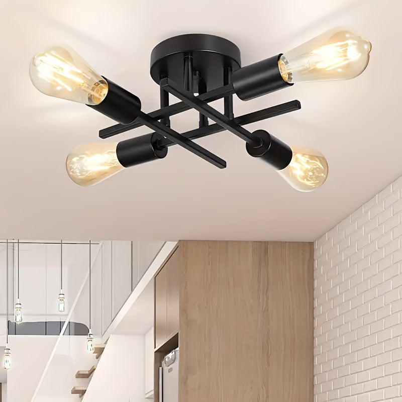 SatelliteLight – Modern Industrial Ceiling Lamp in Black Iron