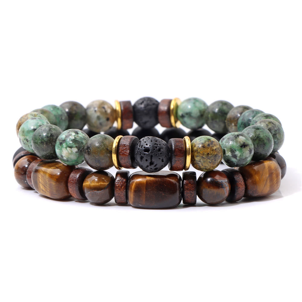 Stylish African turquoise and tiger eye bracelet - Naya collection
