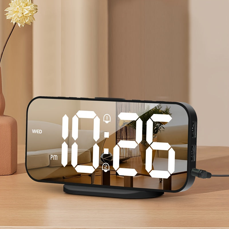 MirrorTime Clock - Stylish LED Mirror with USB Charging