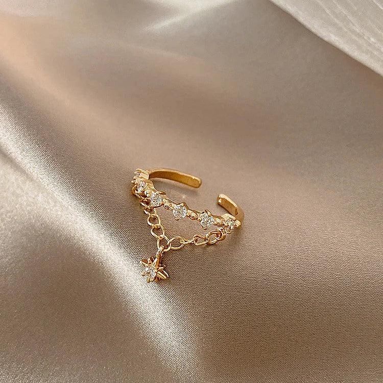 Brilliant Gold Hexagram Ring - Lyra Collection
