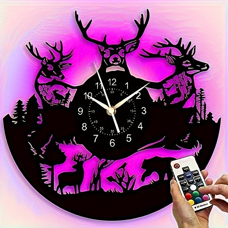 DeerGlow Clock - Unique Vinyl Deer Wall Hanging