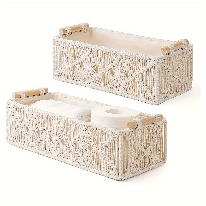 Boho Chic - Natural Cotton Storage Basket for Elegant Decor