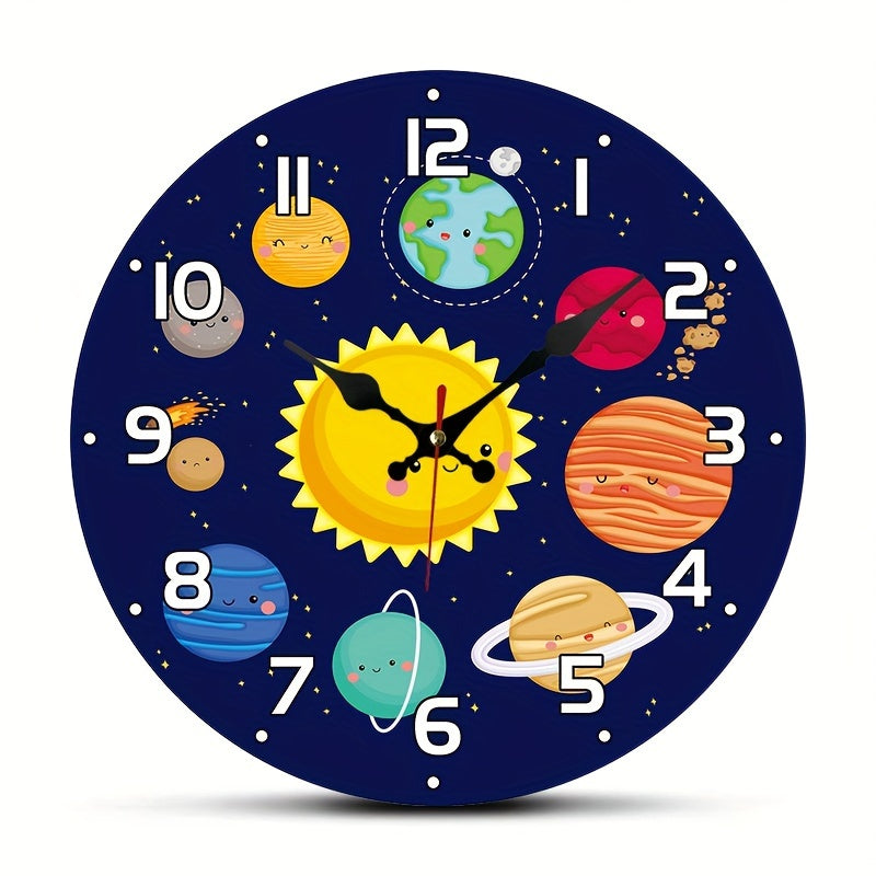 CosmicTime Clock – Rustic Solar System Wall Clock
