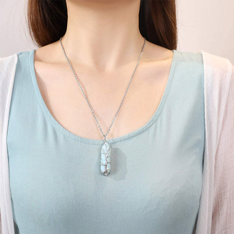 Elegant Tree of Life Gemstone Necklace with Sparkling Crystals - Elara 