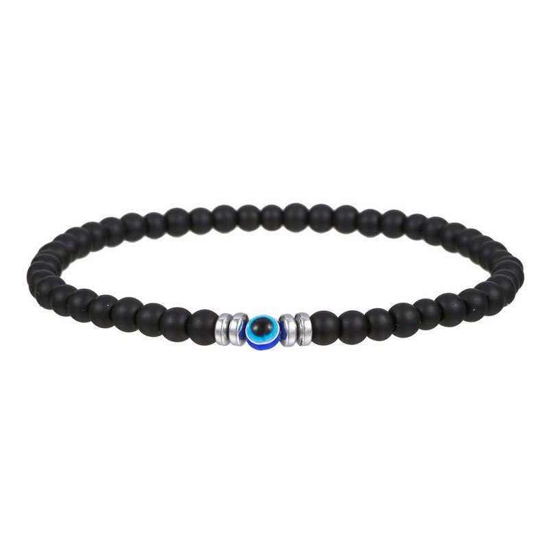 Carefully Crafted 4mm Natural Stone Bracelet with Evil Eye - Thor Edition for Men