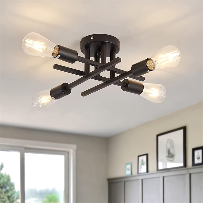 SatelliteLight – Modern Industrial Ceiling Lamp in Black Iron