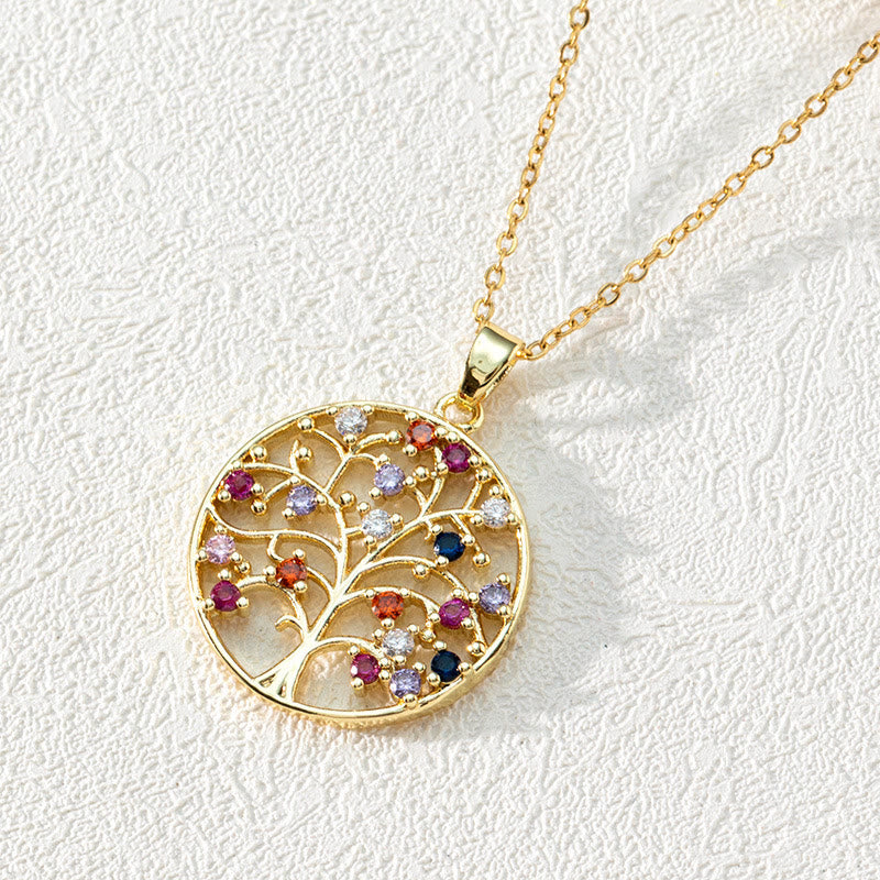 Elegant Luna Tree of Life Pendant in Zirconia - Dazzling Necklace 