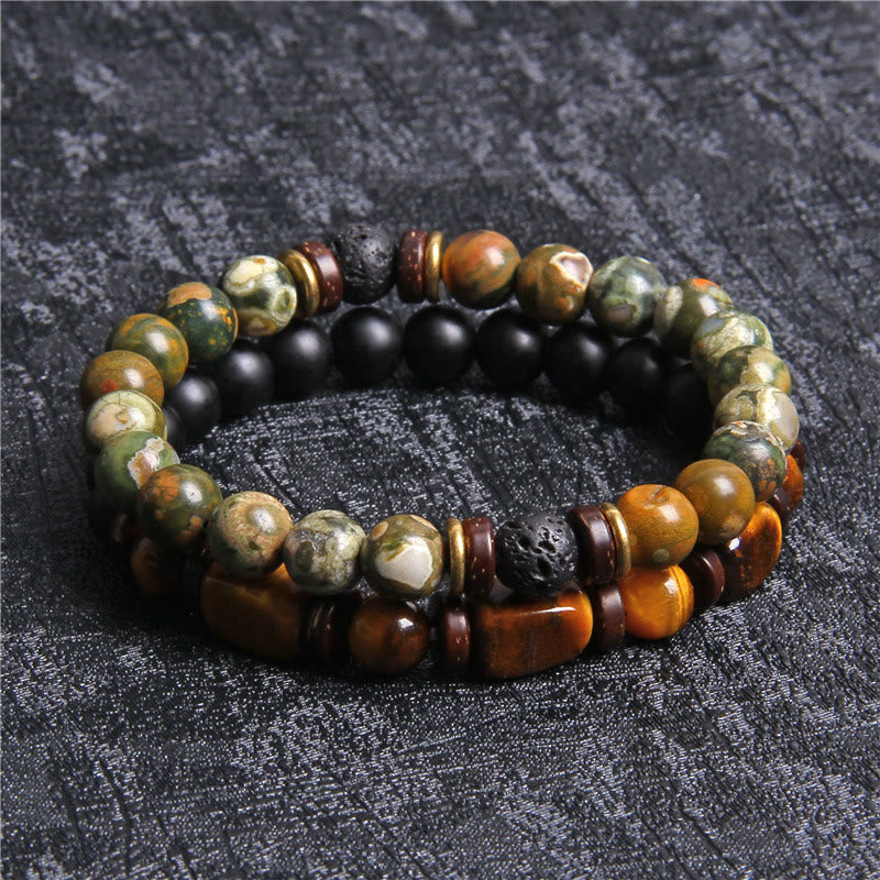Stylish African turquoise and tiger eye bracelet - Naya collection