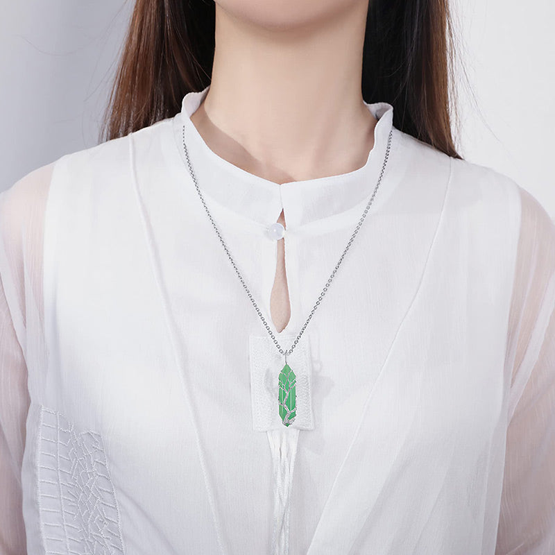 Elegant Tree of Life Gemstone Necklace with Sparkling Crystals - Elara 