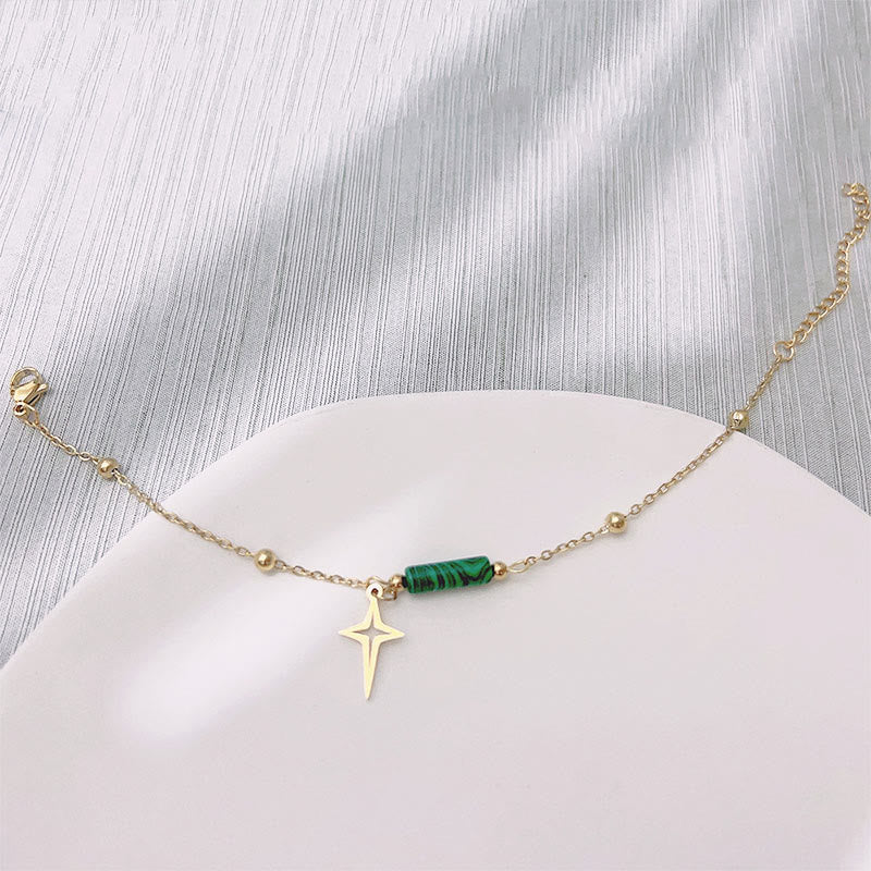 Elegant Maria Malachite Star Jewelry Set: Earrings, Necklace and Bracelet in Natural Malachite