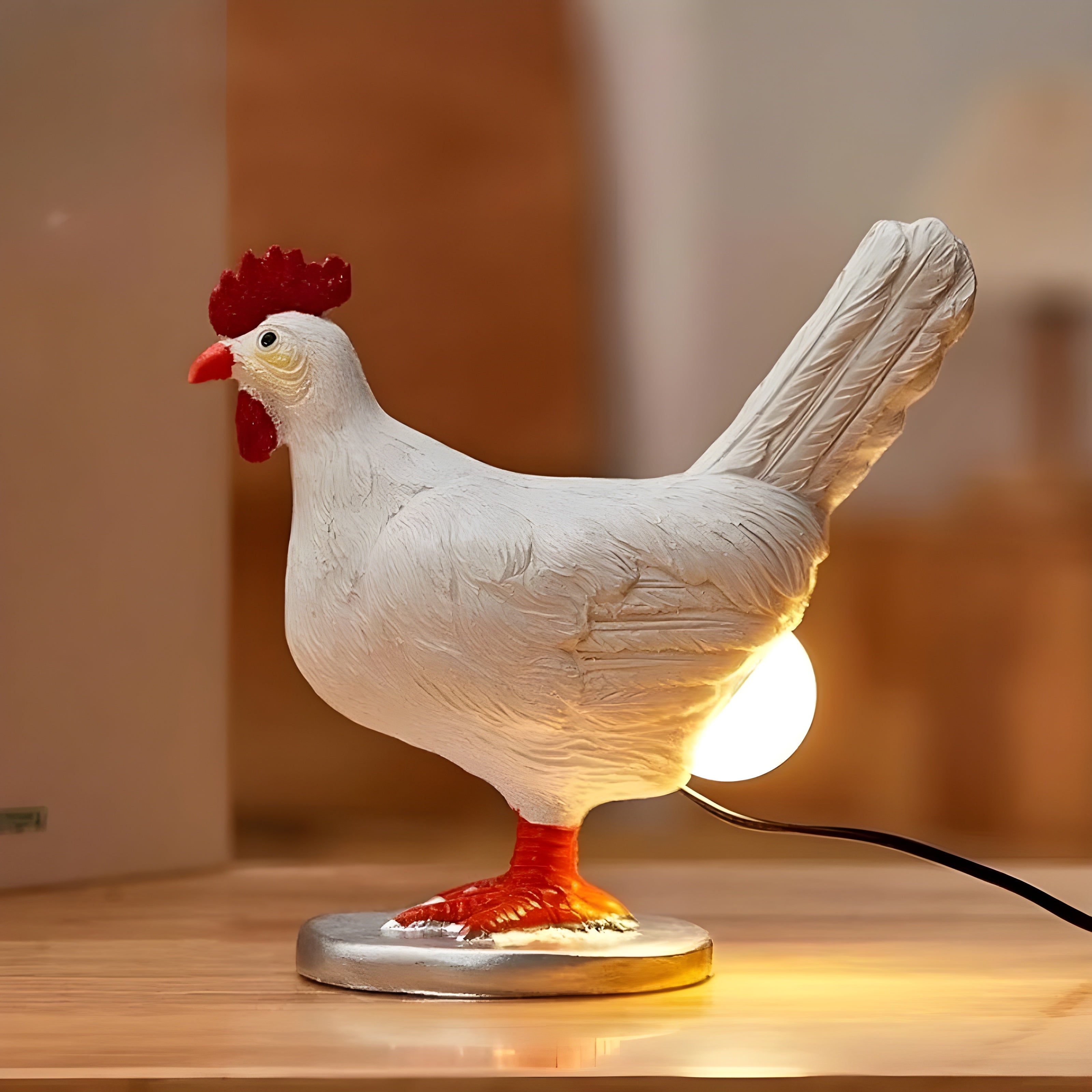 EggGlow Table Lamp – Charming Chicken Shape with Warm LED Light