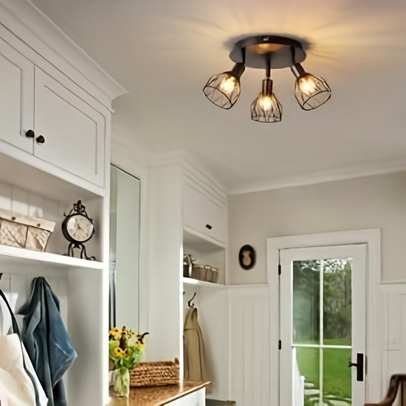 RusticGlow Lamp - Country Black Ceiling Lamp with Swivelling Shades