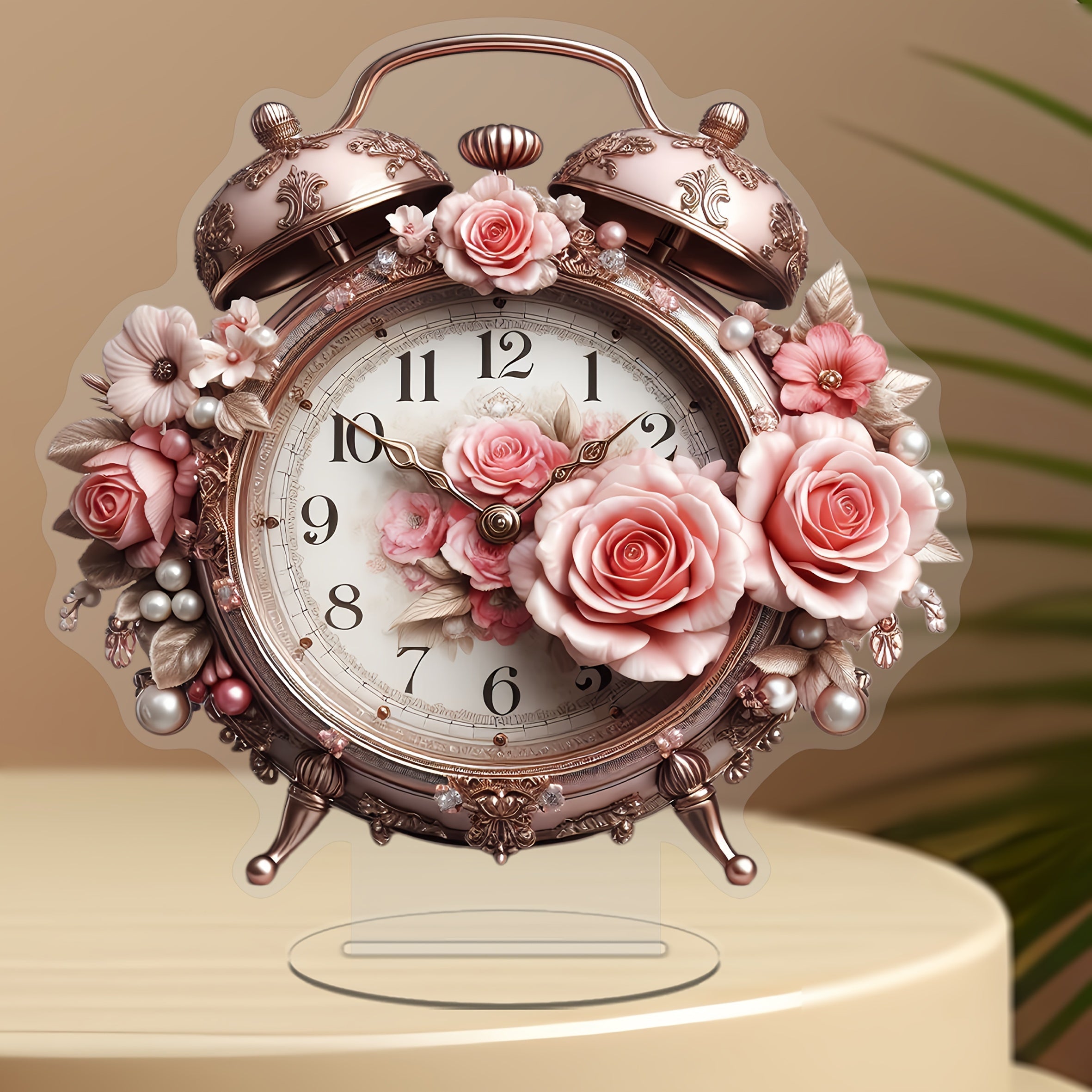BohoBloom Clock - Vintage Floral Wall Clock for the Table