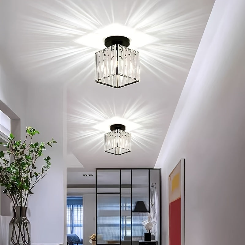 CrystalLuxe – Elegant Black LED Ceiling Lamp with Crystal