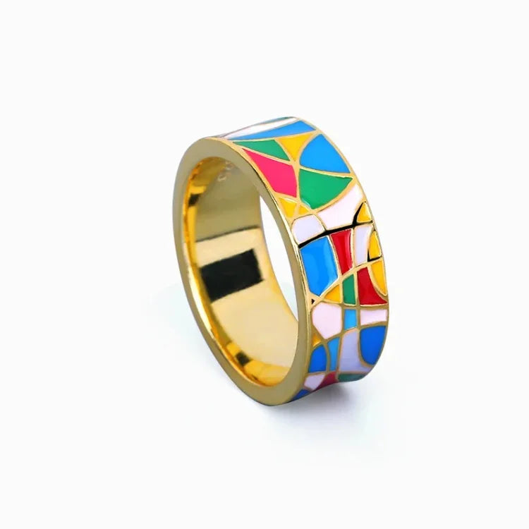 Elegant enamel zirconia ring - Nadia