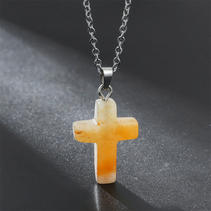 Seraphina Natural Gemstone Cross Necklace - A Spiritual Jewelry Experience