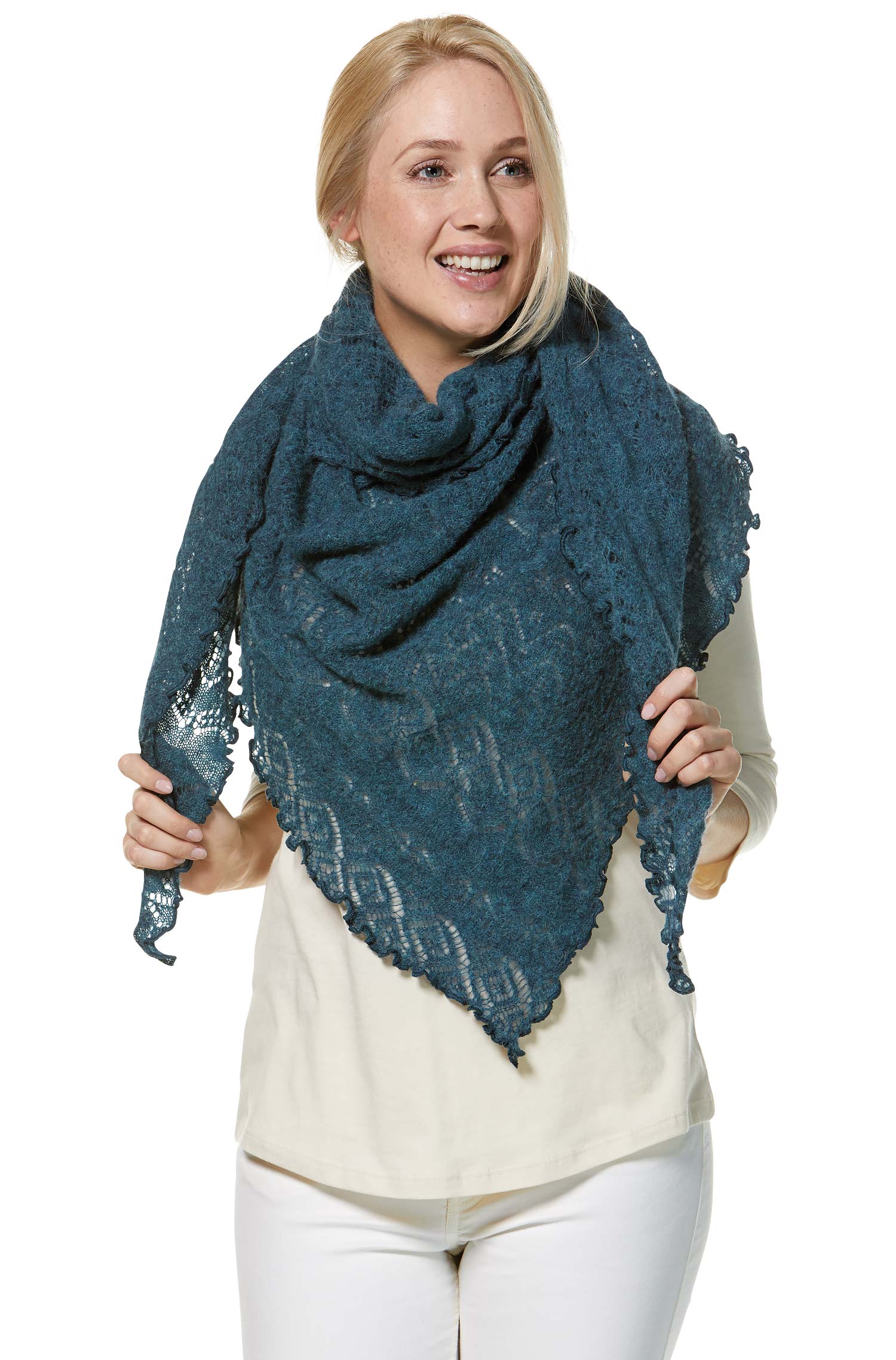 SoftWeave Shawl - Elegant Openwork Knitting in Lightweight Fabric