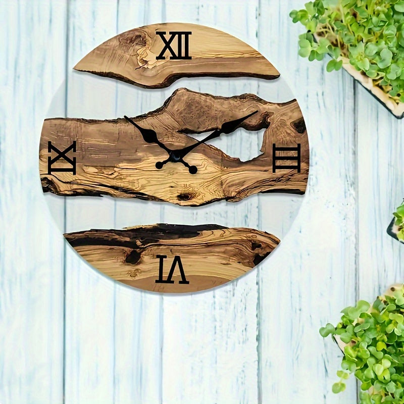 RustiqueClock – Natural Acrylic Wall Clock with Wood Look