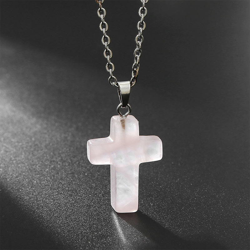 Seraphina Natural Gemstone Cross Necklace - A Spiritual Jewelry Experience