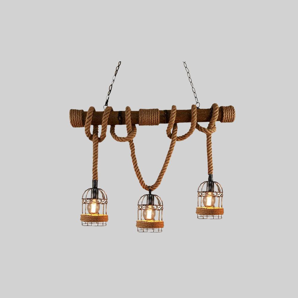AlessioGlow - Luxurious Retro Wood and Metal Ceiling Lamp