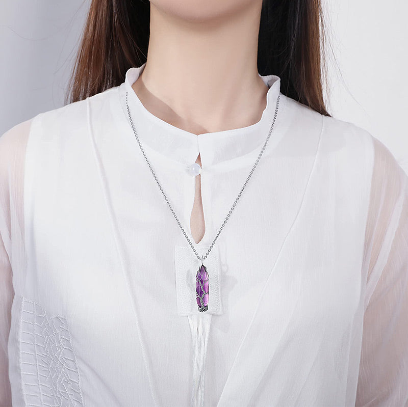 Elegant Tree of Life Gemstone Necklace with Sparkling Crystals - Elara 