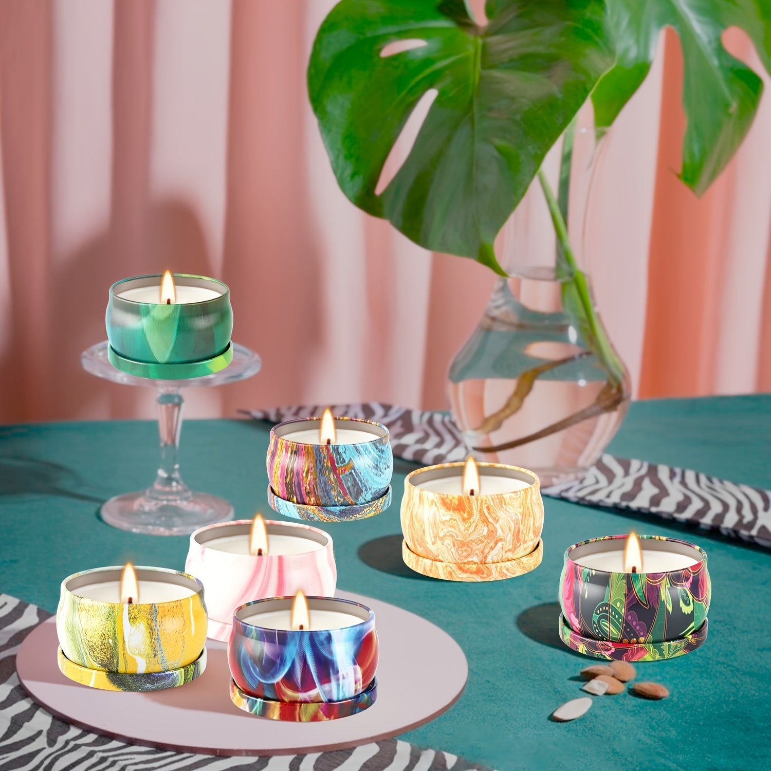 Aromatic Serenity – Luxurious Candle with Marble Print