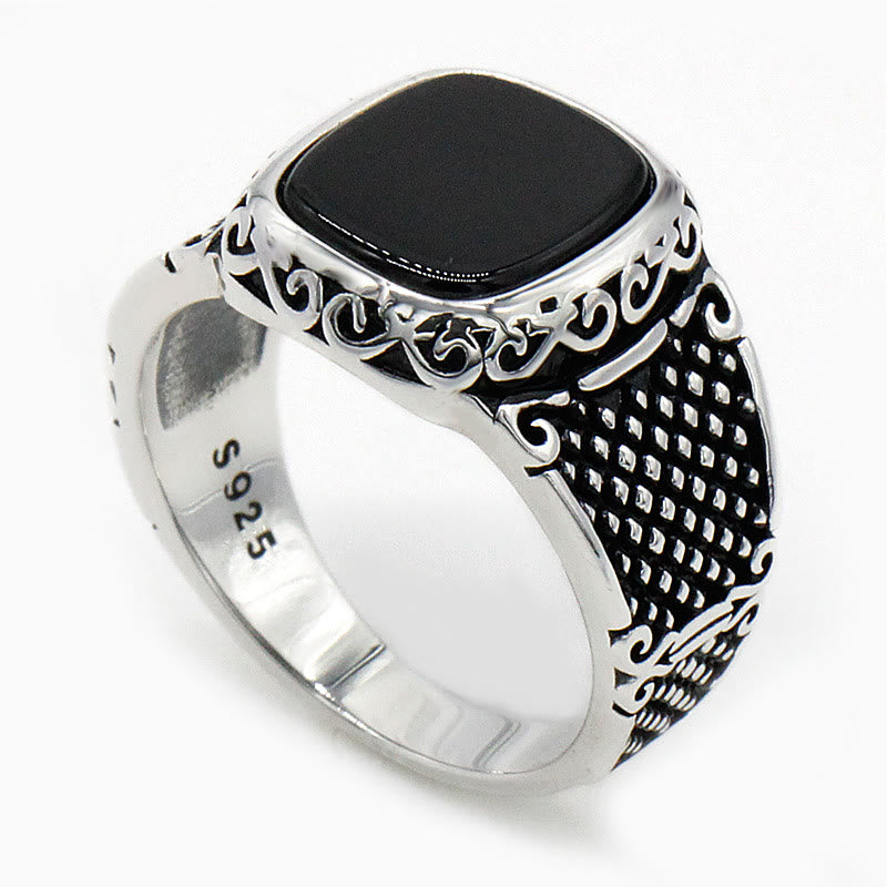 Elegant Black Onyx and Silver Ring for the Modern Man - Max