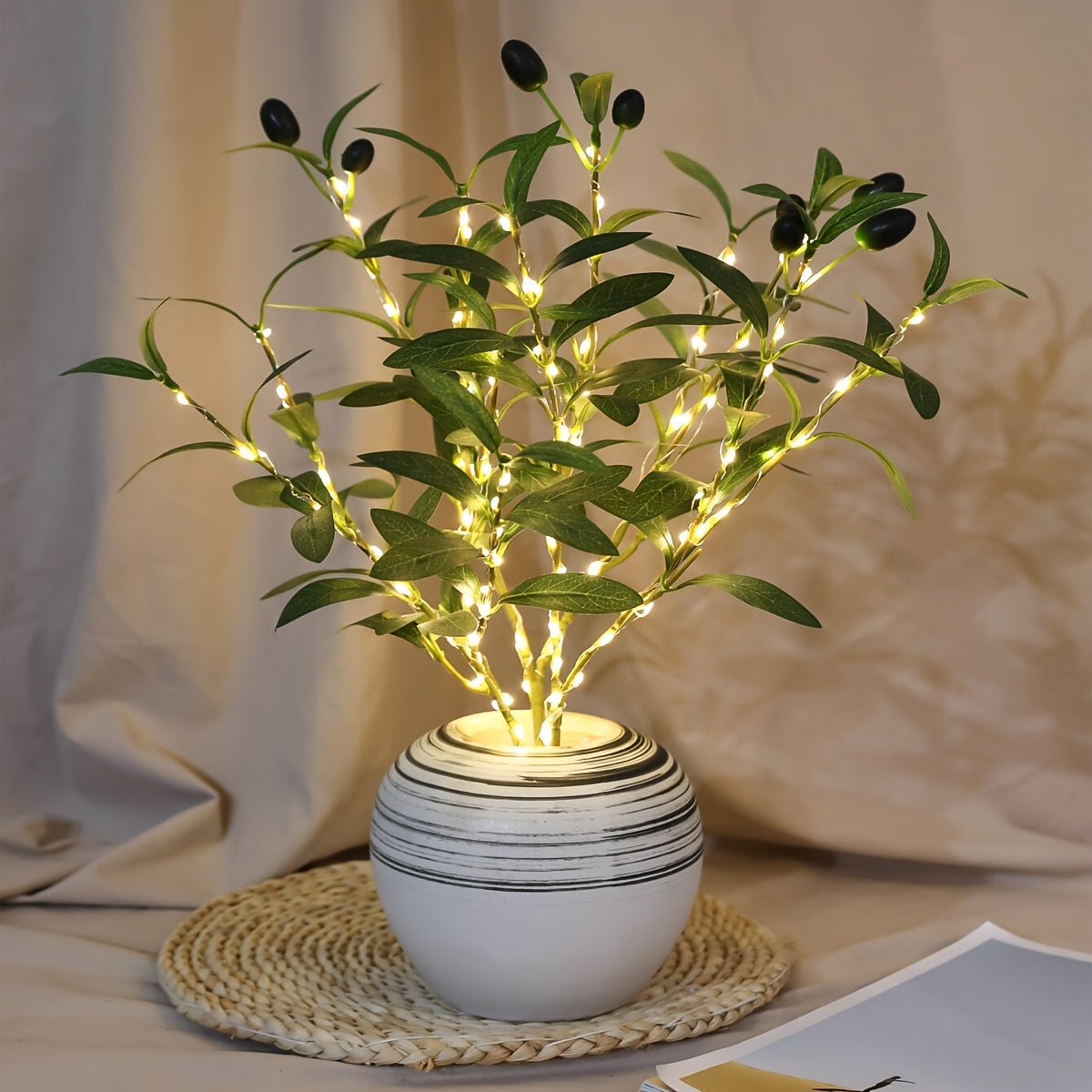 LumiTak – Elegant Olive Ceiling LED Table Lamp
