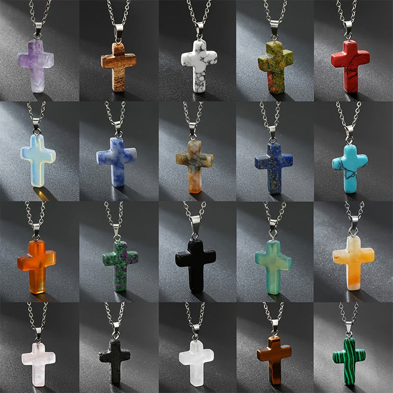 Seraphina Natural Gemstone Cross Necklace - A Spiritual Jewelry Experience