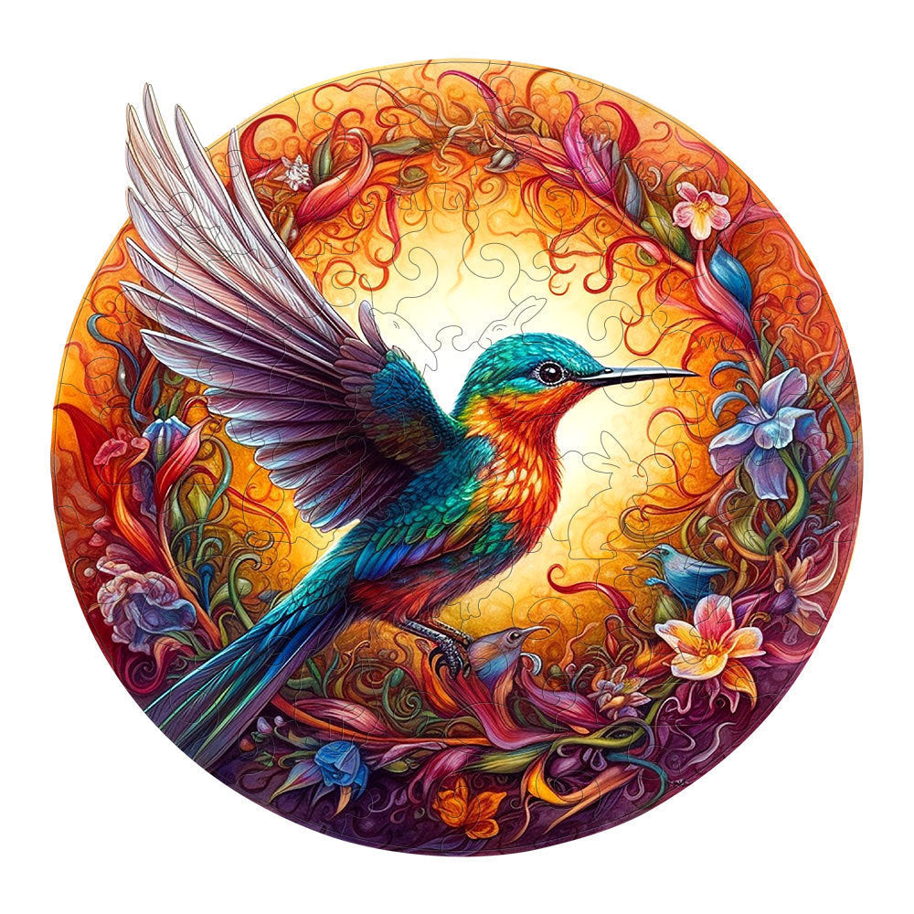 Wooden Puzzle – Wooden Art with Floating Hummingbird