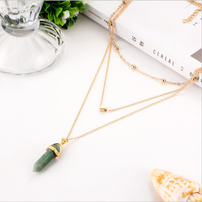 Aurora Hexagon Gemstone Necklace of Natural Crystals