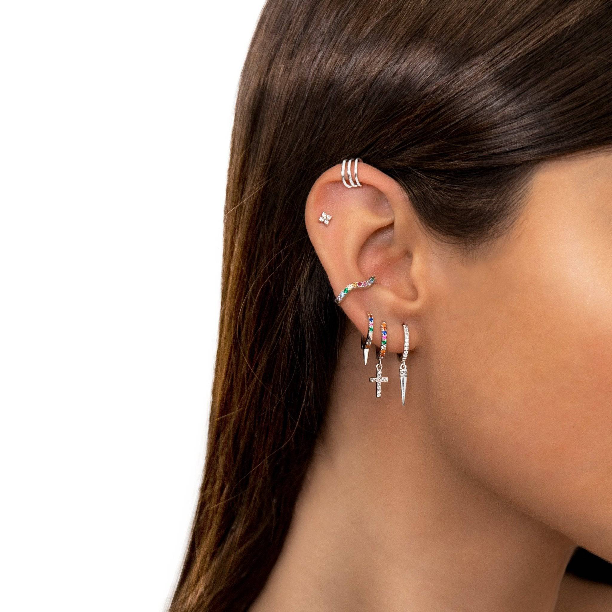 Aurora Colorful Zirconia Cross Earrings