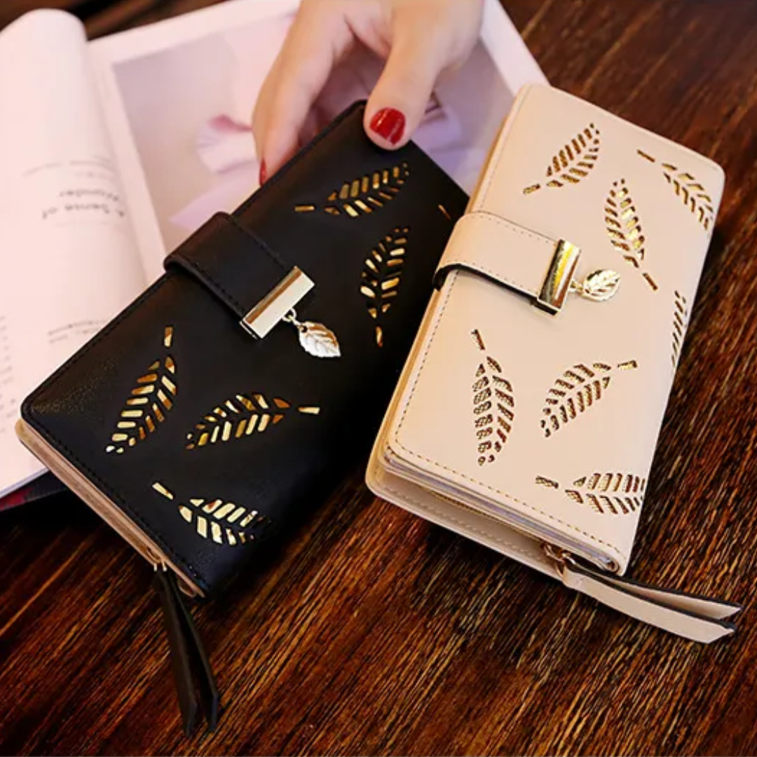 GoldenLeaf – Luxury Leather Wallet with Leaves