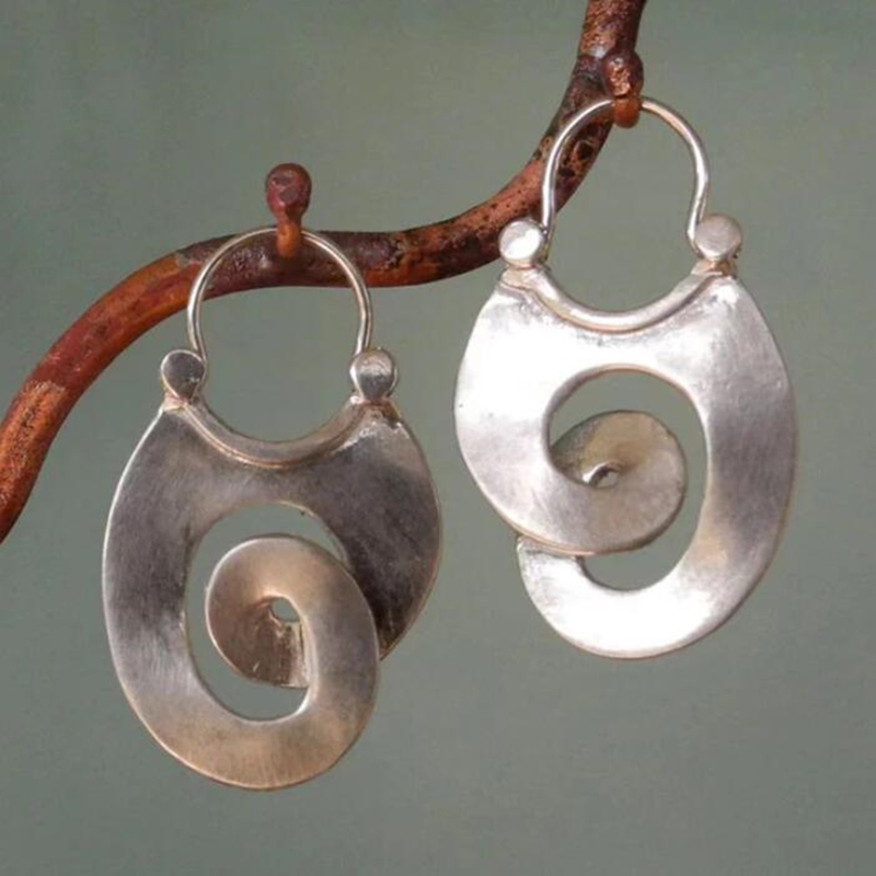 Enchanting Vintage Silver Spiral Earrings - Nayela