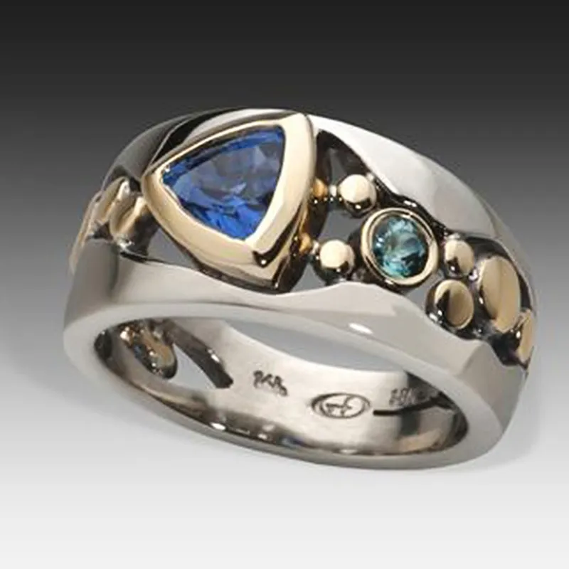 Antique Silver Ring with Brilliant Blue Gemstone - Celia