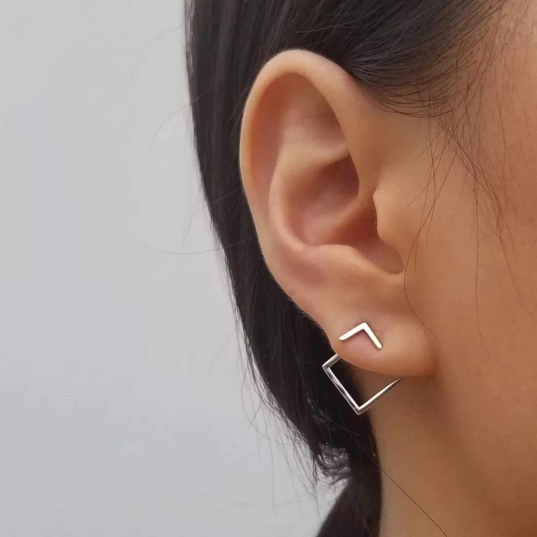 Stylish Geometric Silver Earrings - Celestia