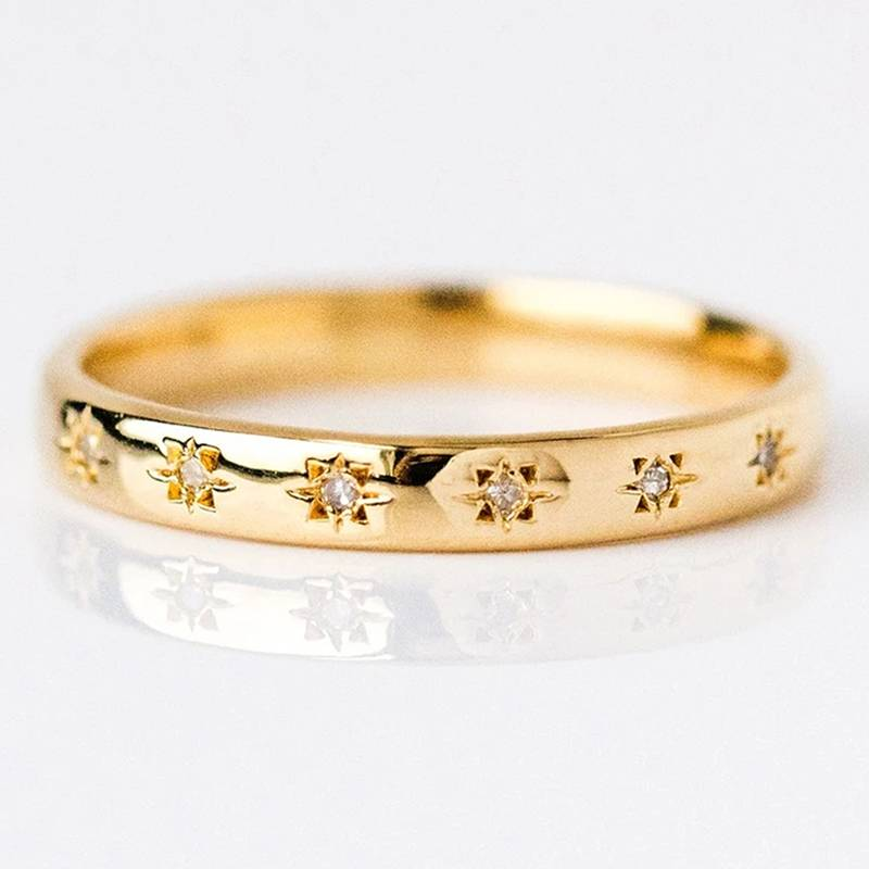 Elegant Amalfi Gold &amp; Zirconia Classic Ring 
