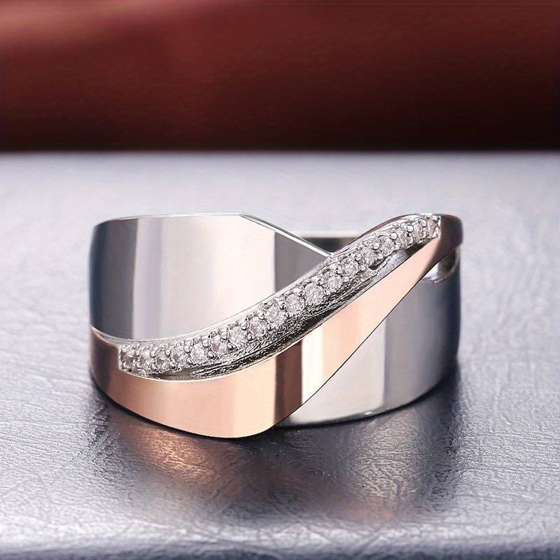 Elegant Vintage Zirconia Ring in Rose Gold and Silver - Elviana 