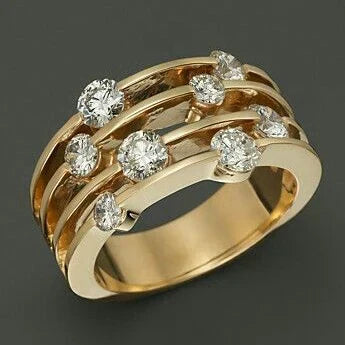 Elegant Layered Gold Ring with Sparkling Zirconia - Aurélie
