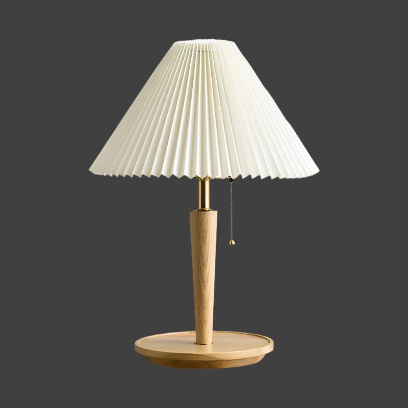 Elegant Vintage Wooden Woodly Table Lamp - Table Lamp with Hemmed Design