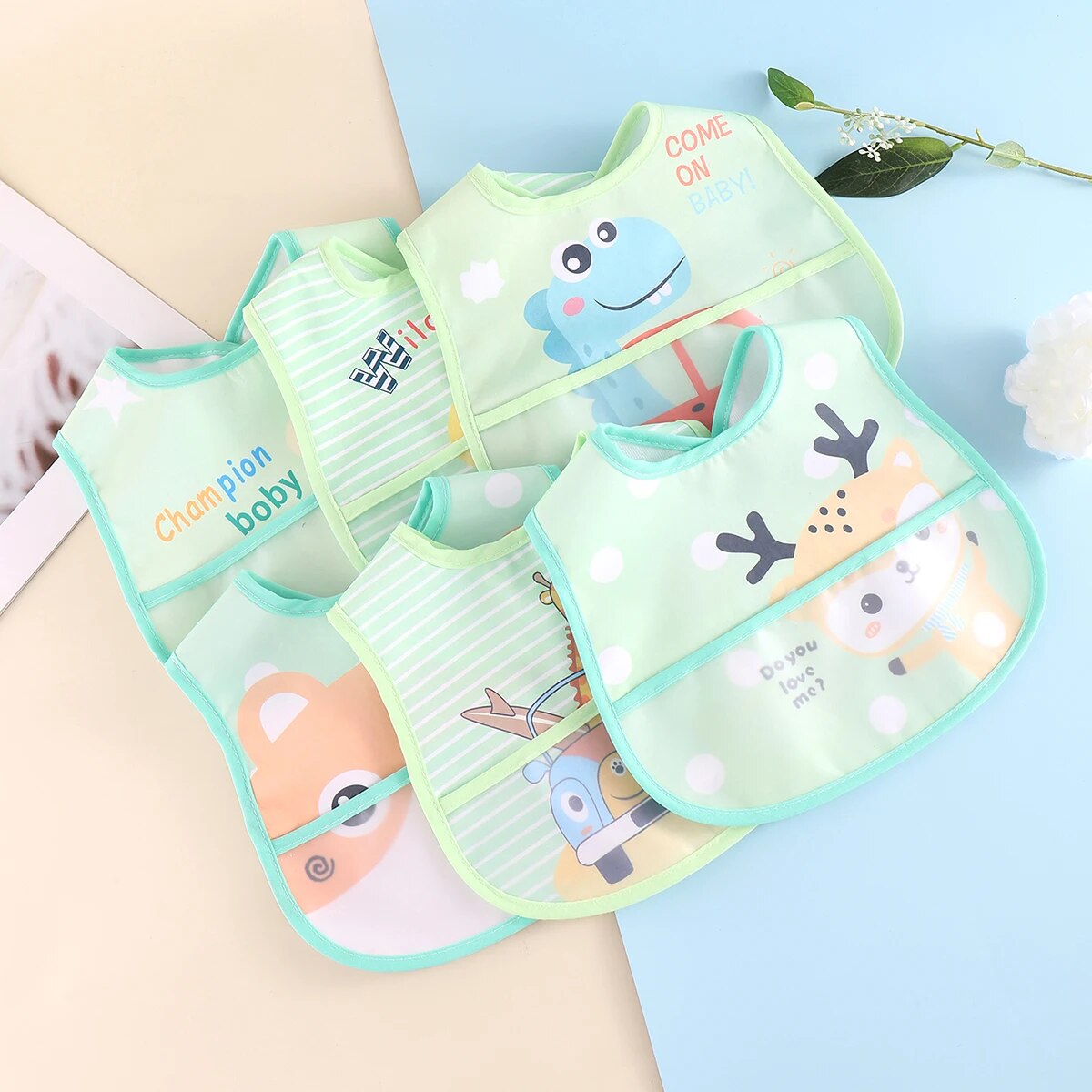 AquaGuard - Set of 5 Adjustable Baby Bibs