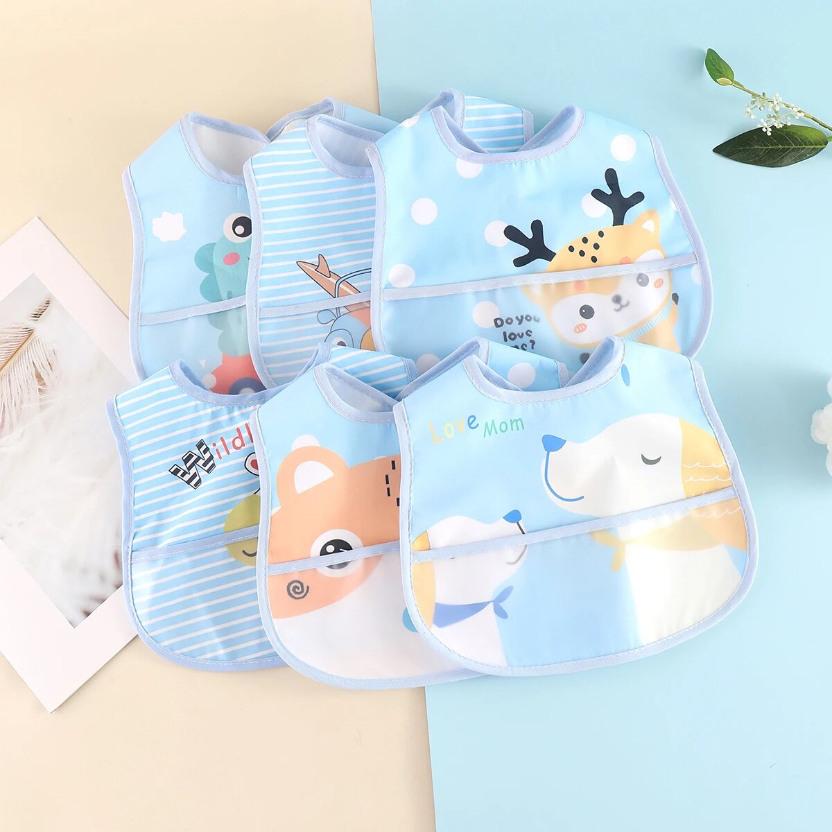 AquaGuard - Set of 5 Adjustable Baby Bibs