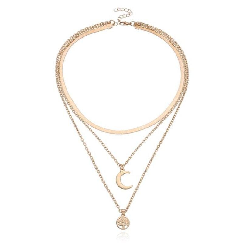 Selestina Levensboom &amp; Halve Maan Luxury Multilayer Chain 