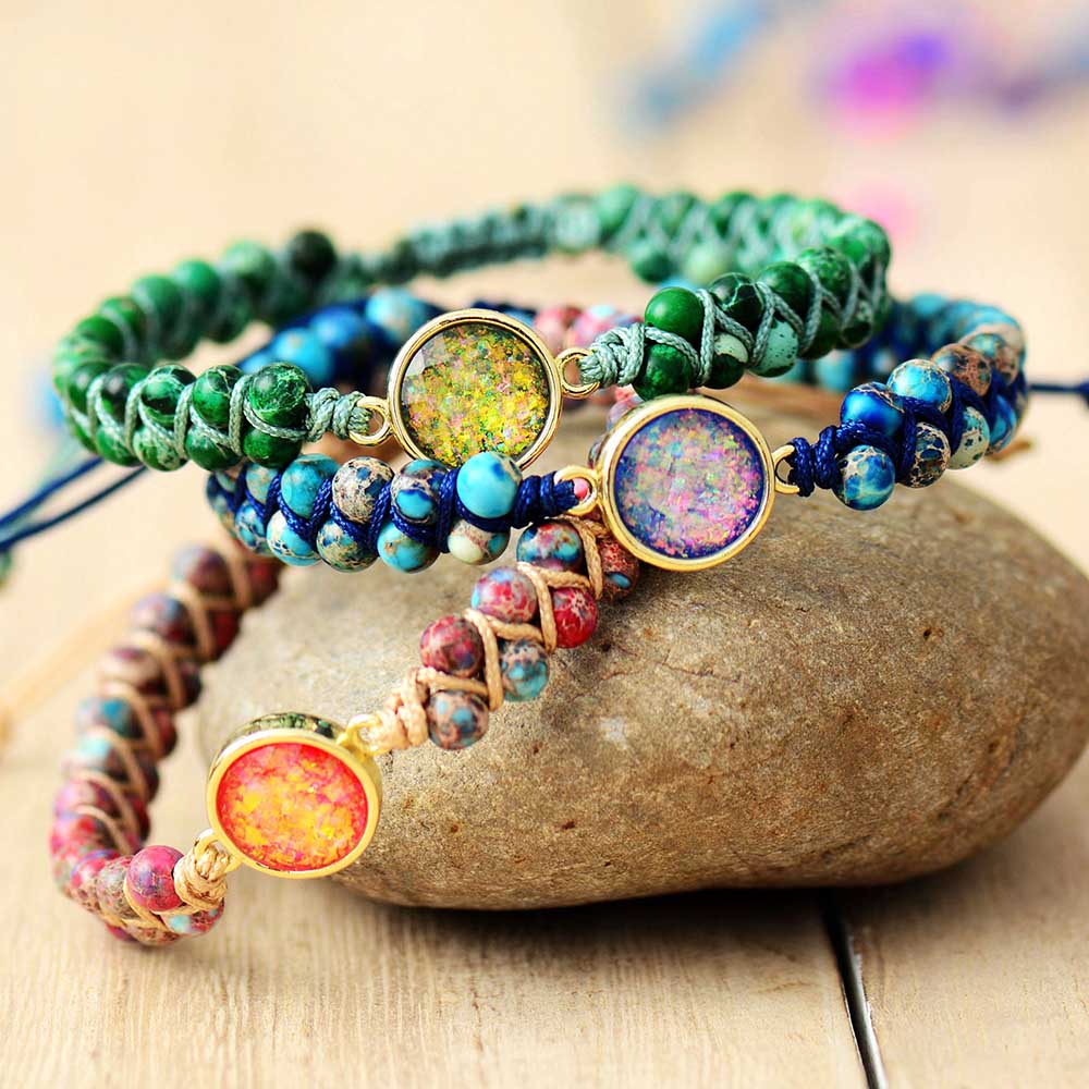 Gaia Earth Bracelet of Opal and Jasper - Unique and Elegant