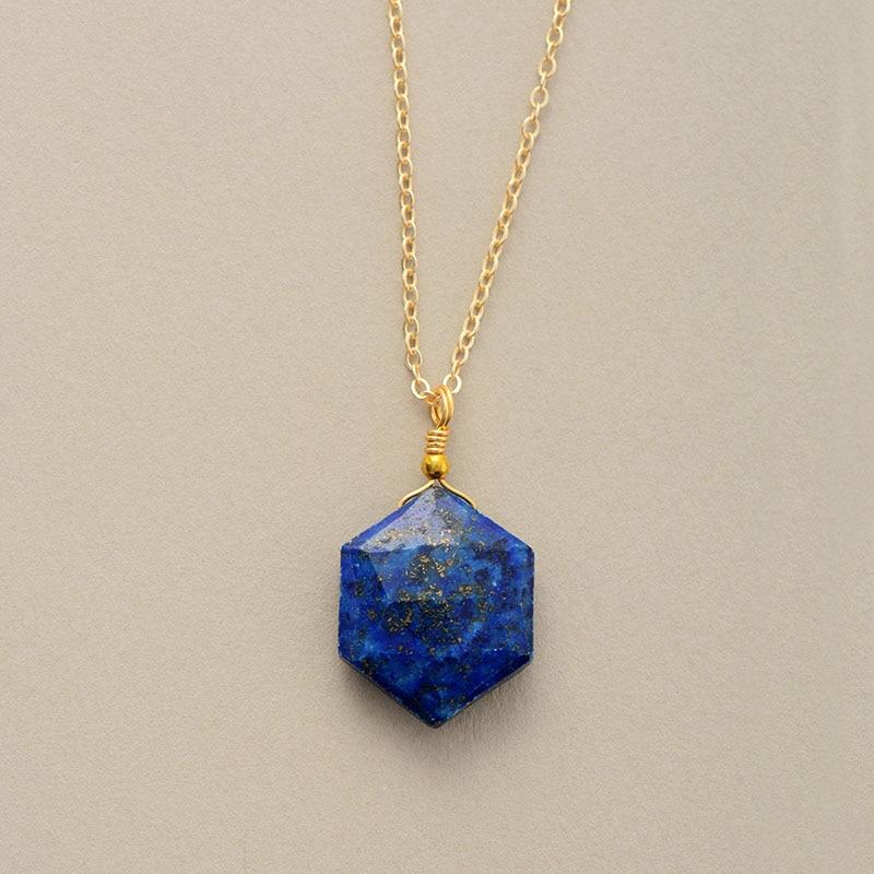 Lapislazuli Hexagon Necklace – Timeless Elegance