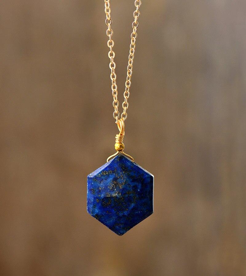 Lapislazuli Hexagon Necklace – Timeless Elegance