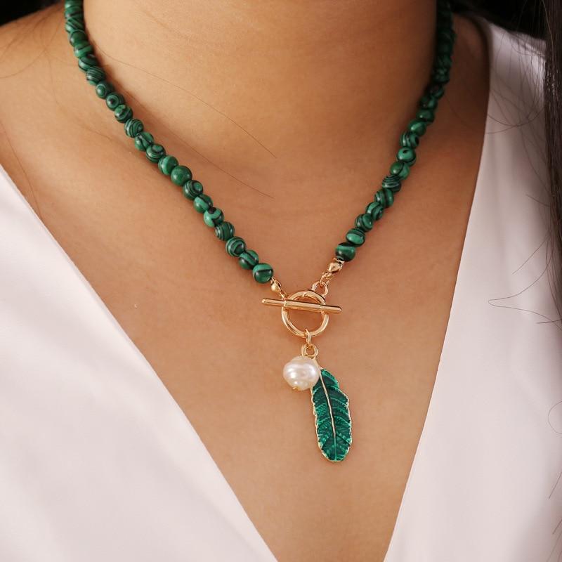Thalina – Malakit Naturlig Ädelsten Halsband