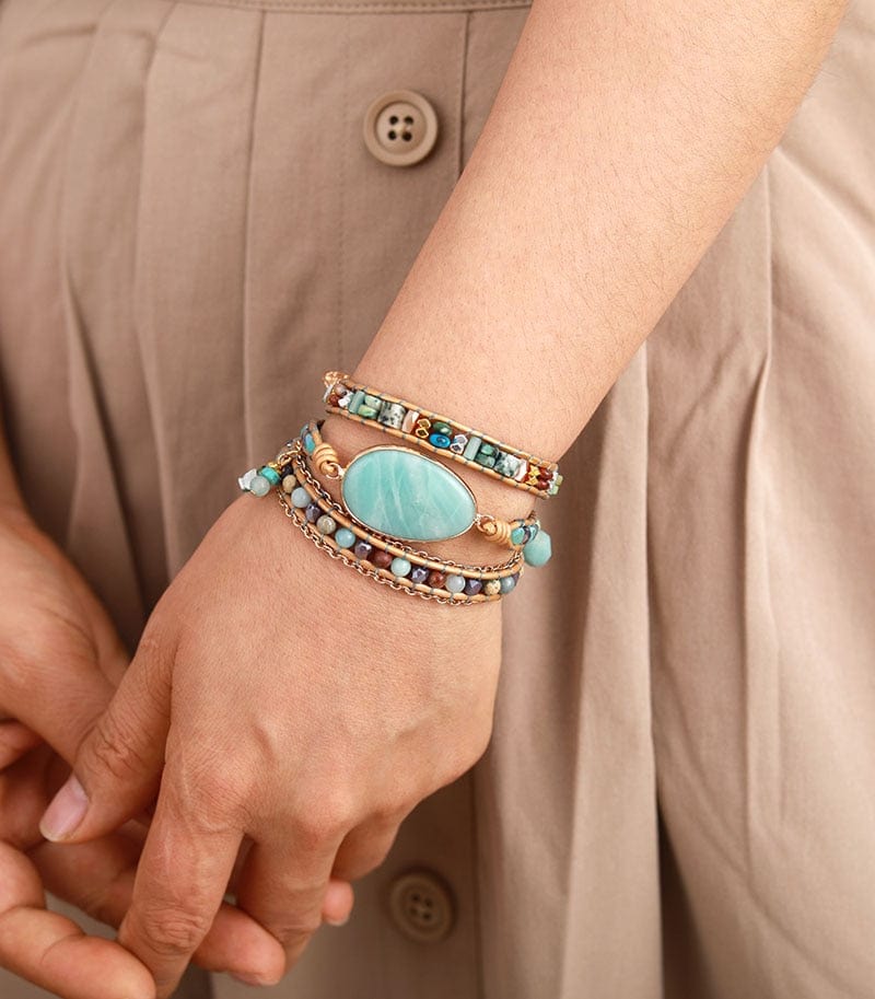 Amazonite Bracelet – Stylish Sea Blue Wicker Bracelet