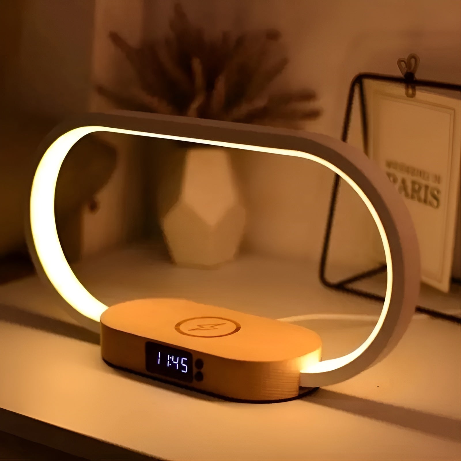 Stylish Multifunctional Lamp - with Charging Station and Clock 